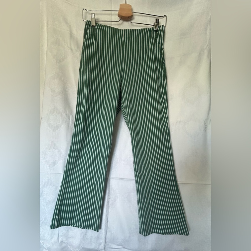 Green and White Striped Pants